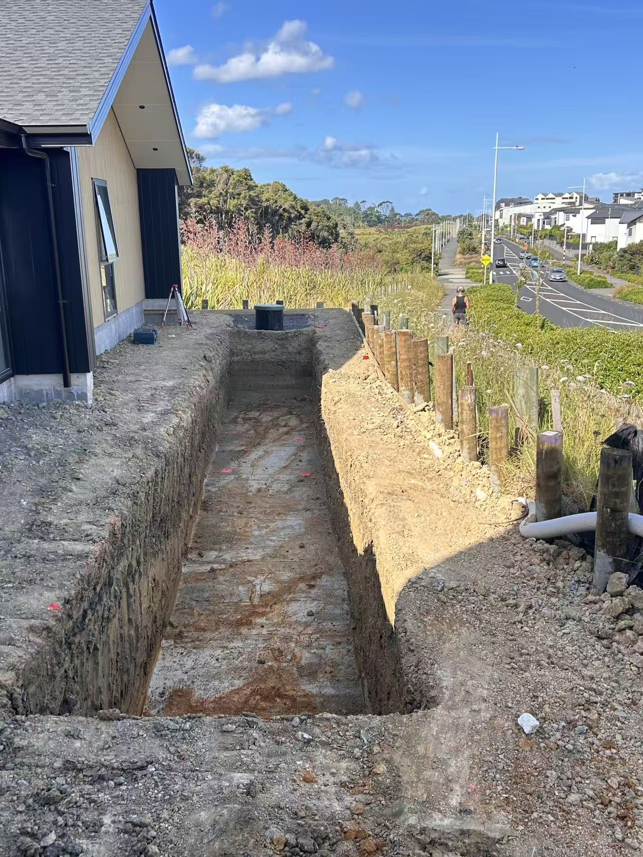 Service trench excavation