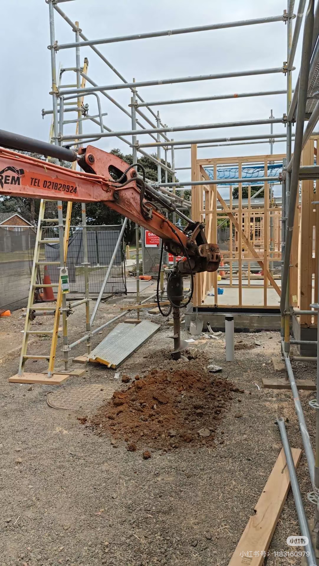 Excavator drilling